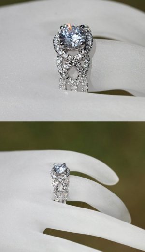 14k White gold Halo Diamond Engagement Ring