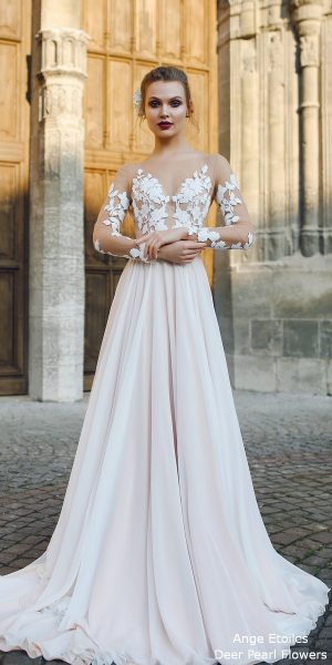 A-line Backless Wedding Dress with Long Train