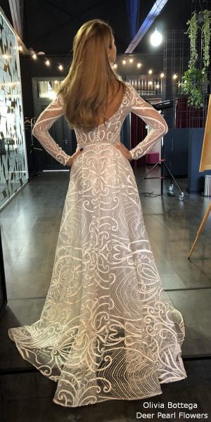 A line elegant long sleeves wedding dress Toba