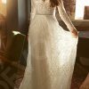 A line silhouette Angelina boho lace wedding dress with long sleeves