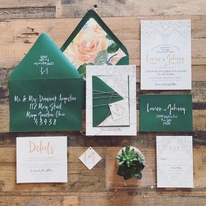 Emerald Green Boho Macramé Wedding Invitation Suite with Monogram Tag and Tie2