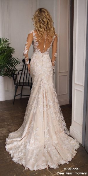 Illusion Lace Long Sleeves Lace Wedding Dress