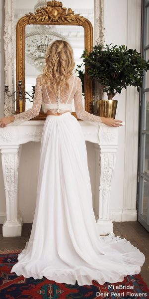 Lace Crop with Chiffon Skirt Bridal Separates