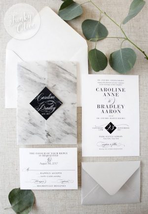 Marble Vellum Wrap Wedding Invitations