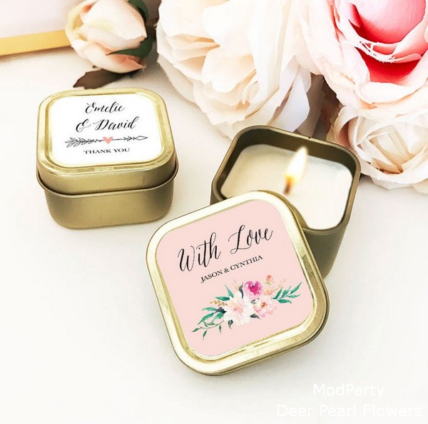 Personalized Bulk Candle Favors for Wedding Guests – 12 pcs - Deer