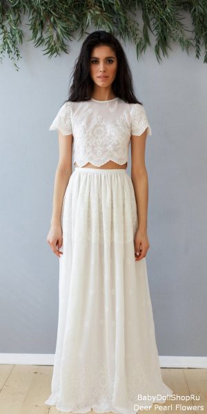 Vintage Boho Lace Wedding Dress Top and skirt SS16