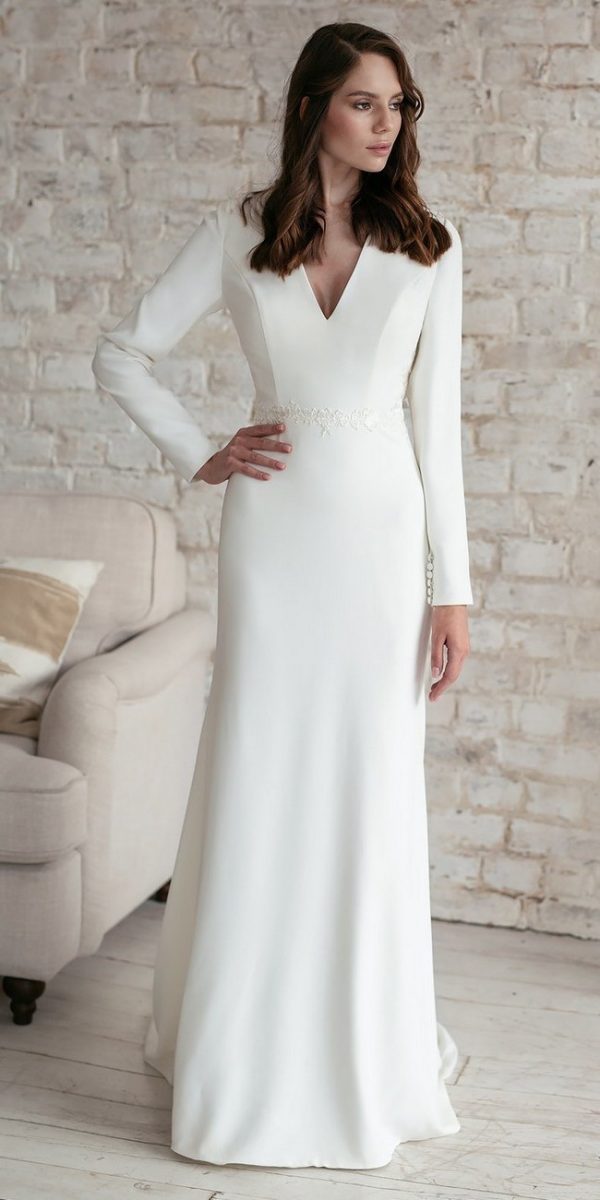 Minimalist Long Sleeve Wedding Dress