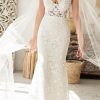 Sheath lace V neck Wedding Dress