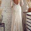 bohemian open back wedding dress with sleeves