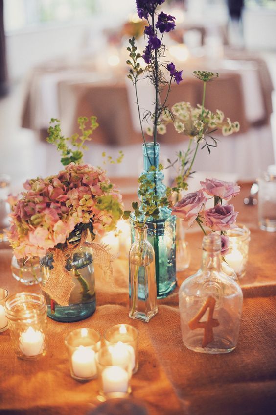 different jar combination wedding centerpiece