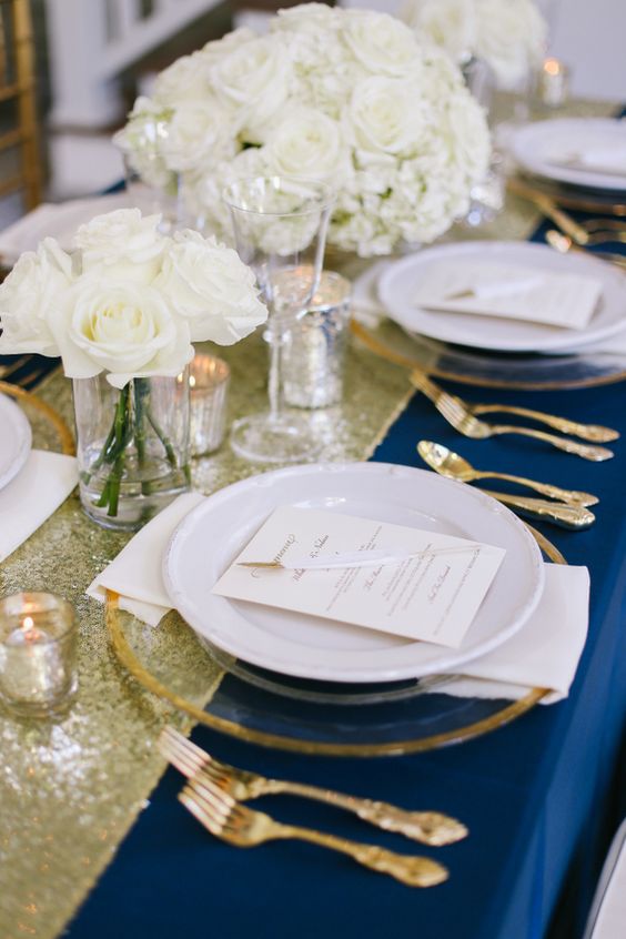 30 Navy Blue and Gold Wedding Color Ideas My Deer Flowers