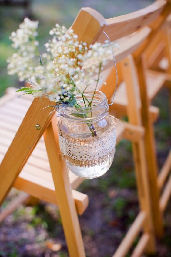 rustic burlap lace mason jar wedding ideas