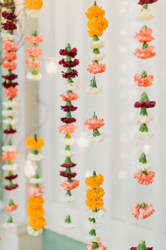 Carnation strung wedding backdrop