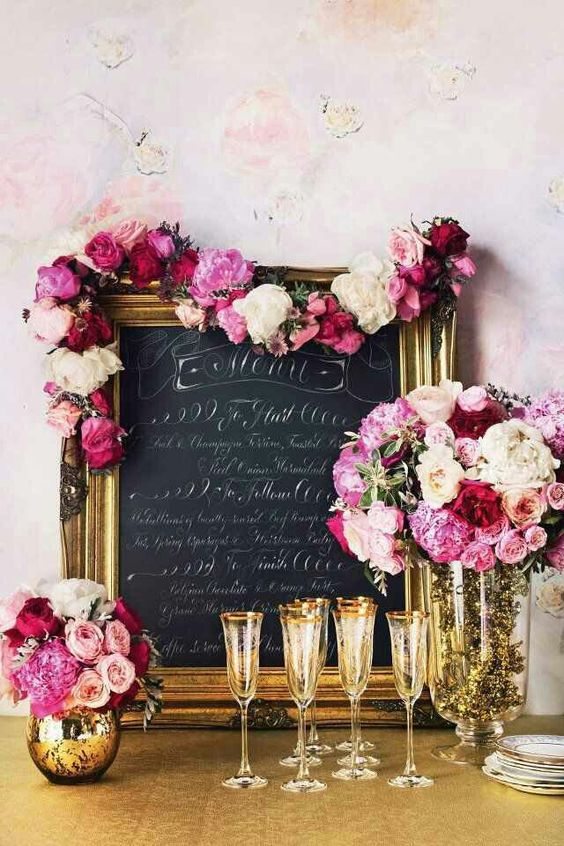 burgundy and gold wedding sign