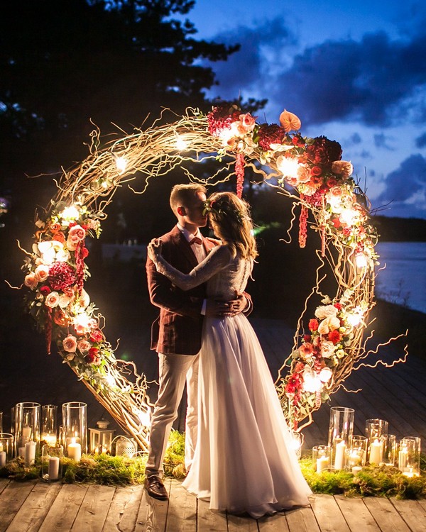 Night Wedding Arch with Lighting Decor Ideas