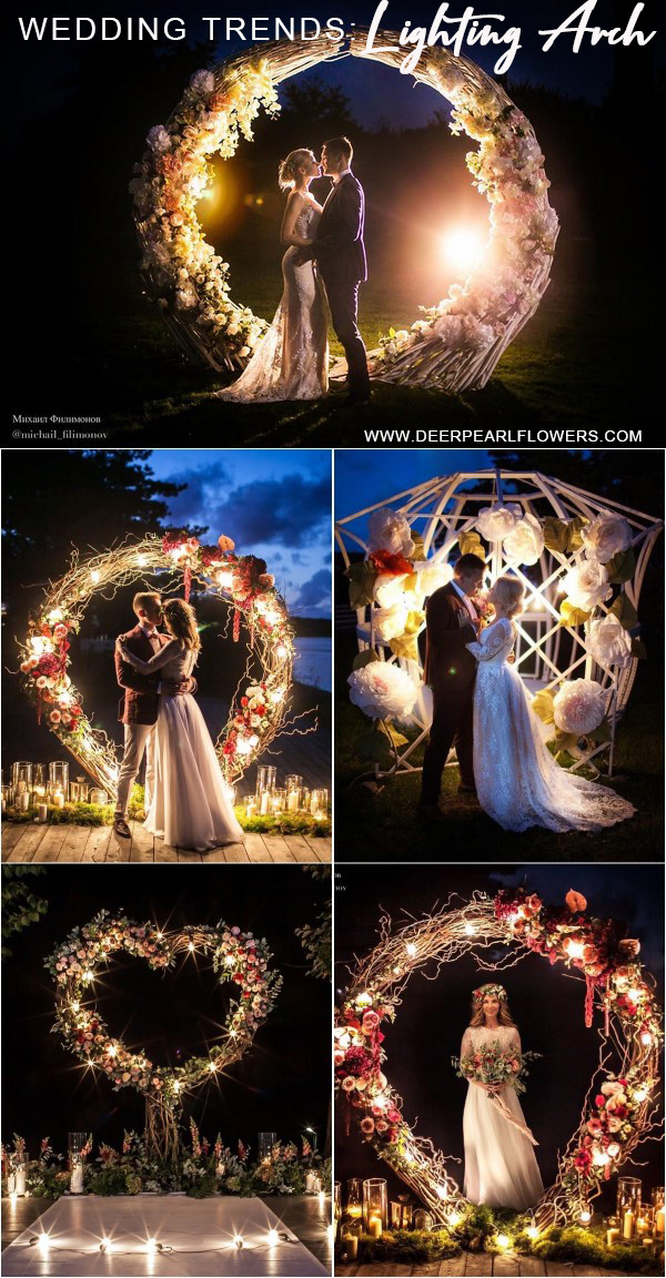 Night Wedding Arch with Lighting Decor Ideas