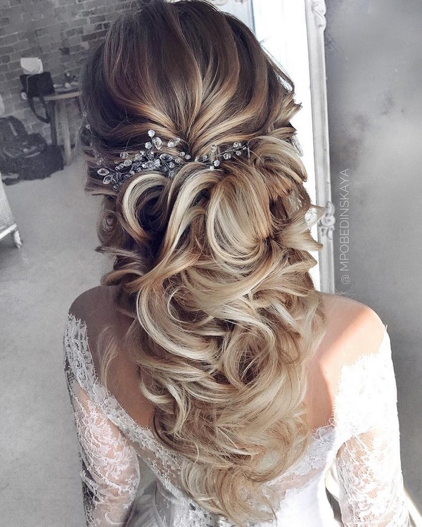 Long half up half down wedding hairstyles from mpobedinskaya