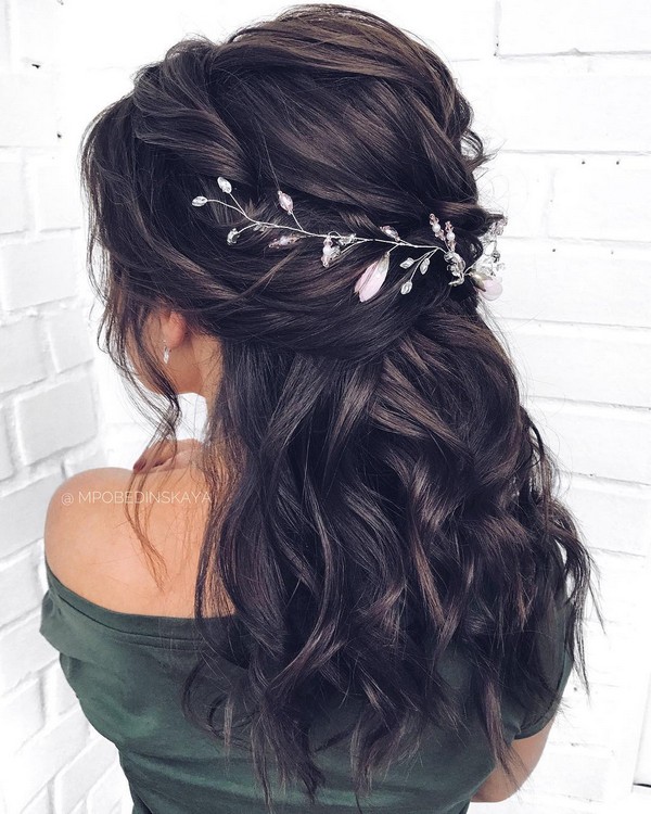 Long half up half down wedding hairstyles from mpobedinskaya