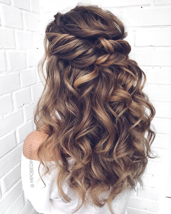 Long half up half down wedding hairstyles from mpobedinskaya