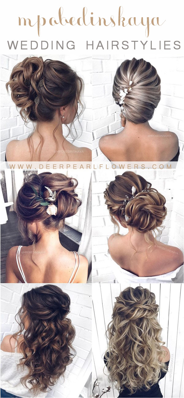 Long updo half up half down wedding hairstyles from mpobedinskaya