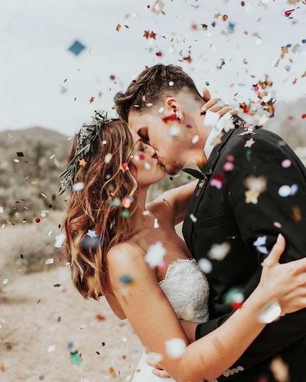 Confetti Petal Toss Wedding Photos