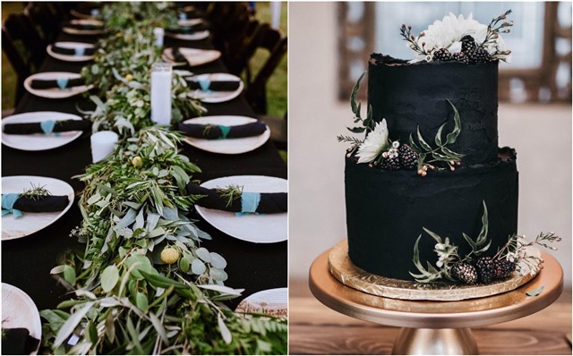 black green and white wedding color ideas