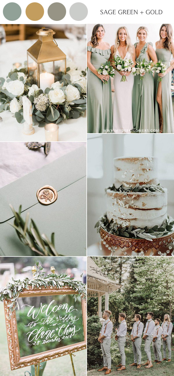 sage green and gold fall wedding color ideas