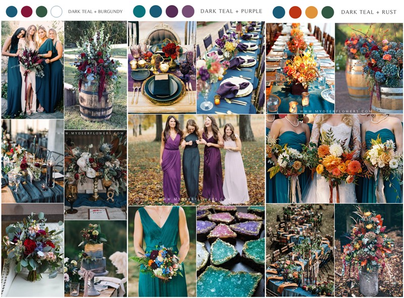 Dark teal wedding color ideas