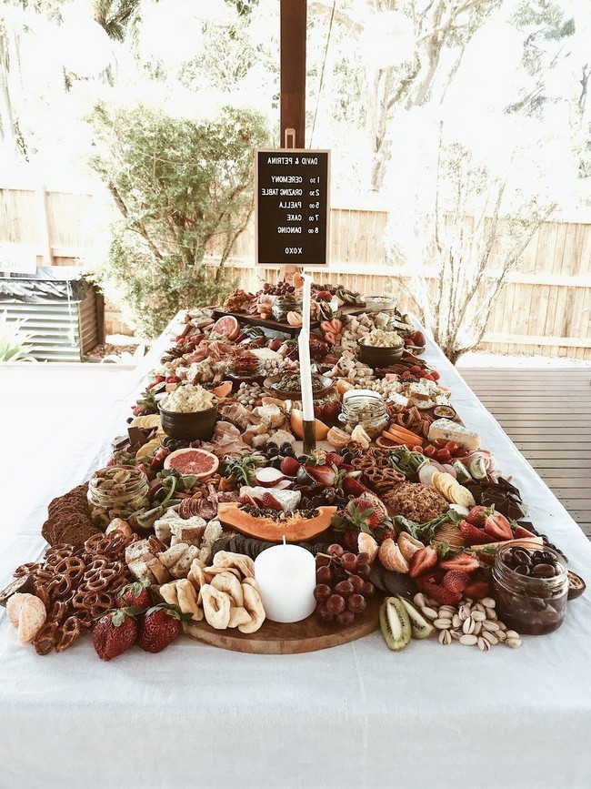 Charcuterie table food ideas for wedding #wedding #weddingfoods #weddingideas