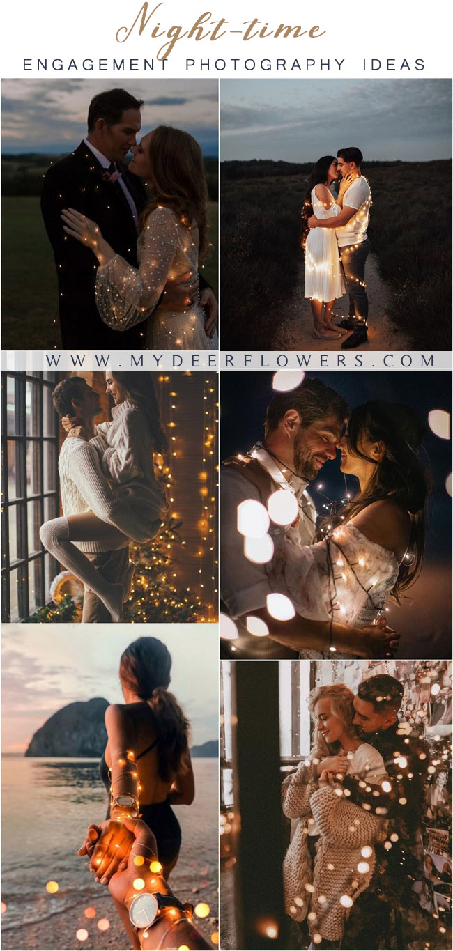 Night Engagement Photos with Lights #engagement #photos #engagementphotos