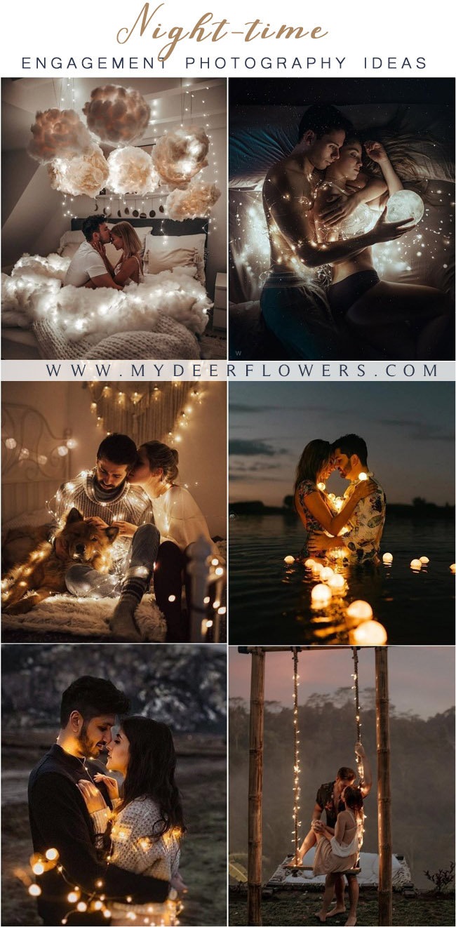 Night Engagement Photos with Lights #engagement #photos #engagementphotos