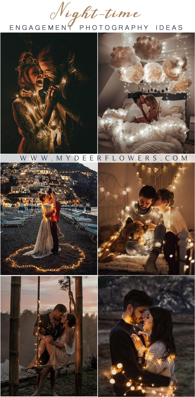 Night Engagement Photos with Lights #engagement #photos #engagementphotos