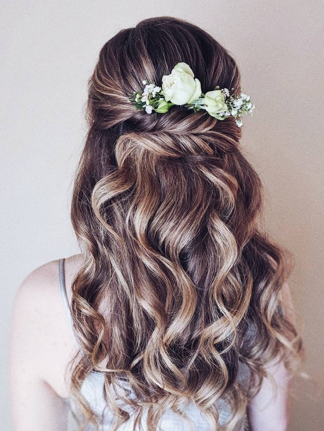 Olga Hampshire Half Up Half Down Wedding Hairstyles #wedding #hair #hairstyles #weddingideas